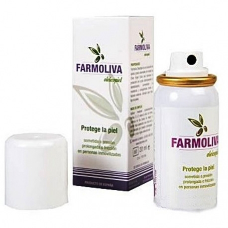 Farmoliva Oleicopiel Aerosol 100 ml Solução com ácidos graxos essenciais e azeite de oliva extra virgem que protege a pele e reduz a desidratação em pessoas acamadas ou cadeirantes.